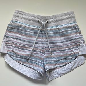 Athleta Cabo Beachside Linen Stripped Shorts